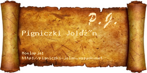 Pigniczki Jolán névjegykártya