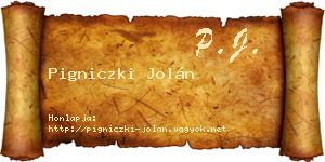 Pigniczki Jolán névjegykártya